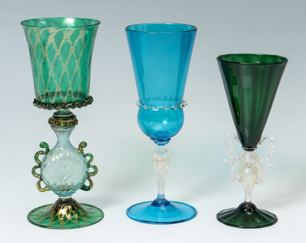 Appraisal: VENETIAN GLASS GOBLETS An assembled collection of goblets to include