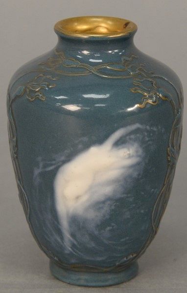 Appraisal: Small pate sur pate porcelain vase having partially clad woman