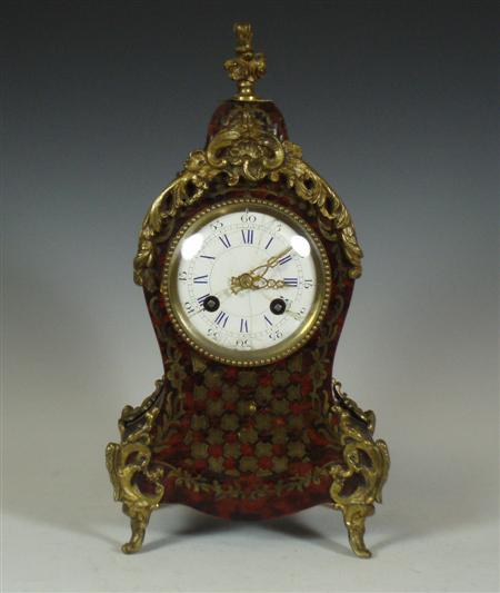 Appraisal: A th century boulle work mantel clock the white enamel