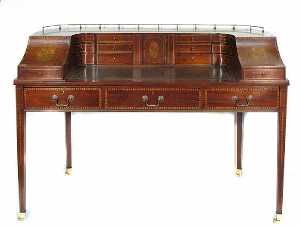 Appraisal: A George III style inlaid mahogany Carlton House form desk