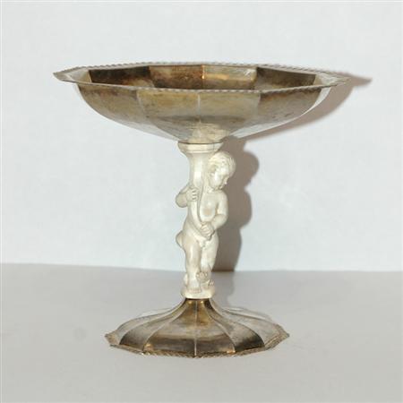 Appraisal: Continental Silver Gilt and Carved Ivory Compote Estimate -