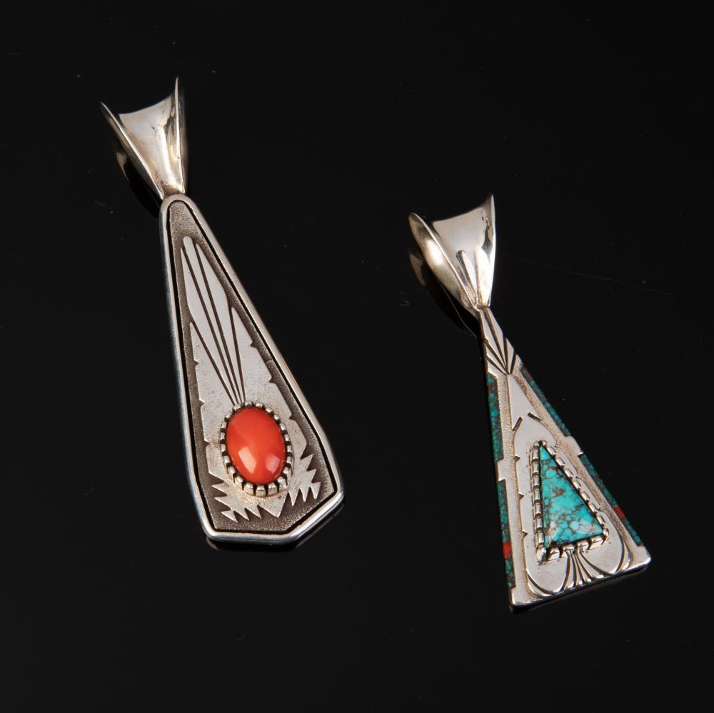 Appraisal: LEE YAZZIE PAIR OF DIN NAVAJO PENDANTSLee Yazzie Din Navajo