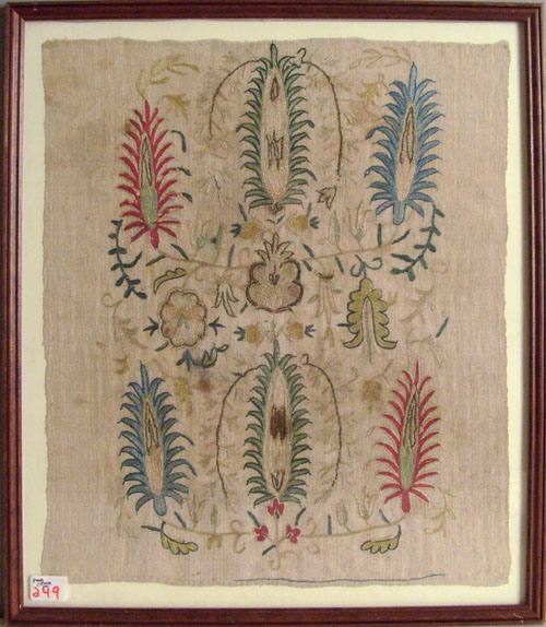 Appraisal: Framed crewelwork panel x together with an unframed table throw