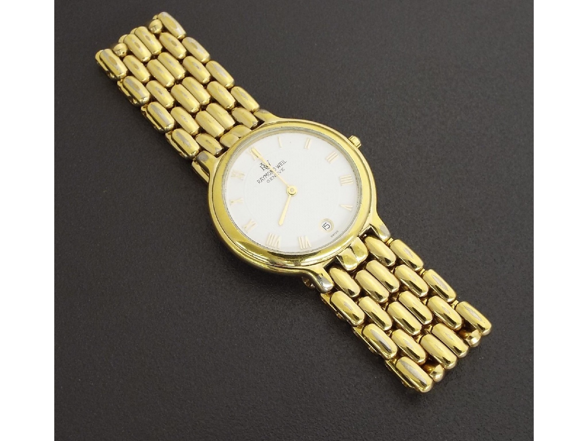 Appraisal: Raymond Weil gold plated gentleman's bracelet watch ref mm