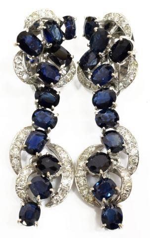 Appraisal: pair Estate kt white gold and sapphire earrings for pierced