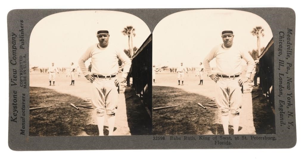 Appraisal: Well-done Keystone stereoview of the famous BABE RUTH hands on