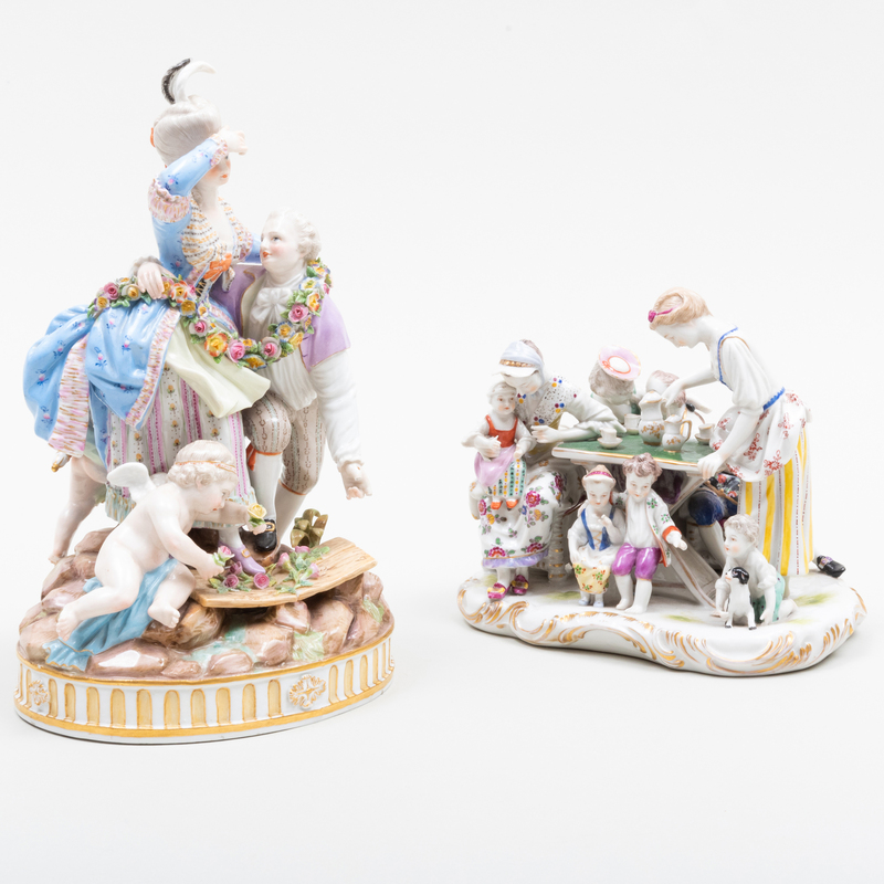 Appraisal: MEISSEN PORCELAIN FIGURE GROUP OF A COURTING COUPLE AND A