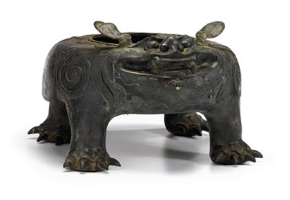 Appraisal: Large and heavy Chinese bronze 'frog' censer qing dynasty Of