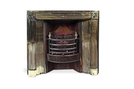 Appraisal: A Scottish Regency brass register grate the rectangular reeded bolection