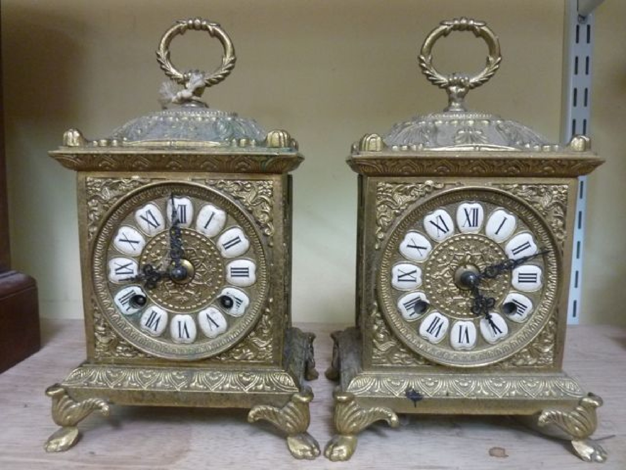 Appraisal: A pair of th century style carriage clocks with cast