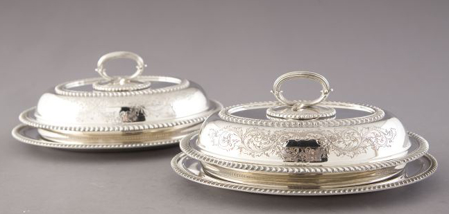 Appraisal: Pair of English Silverplate Vegetable Tureens and Platters fourth quarter