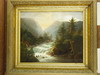 Appraisal: OOC - Depicts a woodland waterfall stream and mountain circa