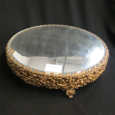 Appraisal: Victorian Mirrored Dresser Plateau fancy brass floral base diameter