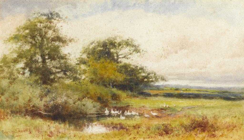 Appraisal: HENRY JOHN SYLVESTER STANNARD RBA - GEESE IN A LANDSCAPE