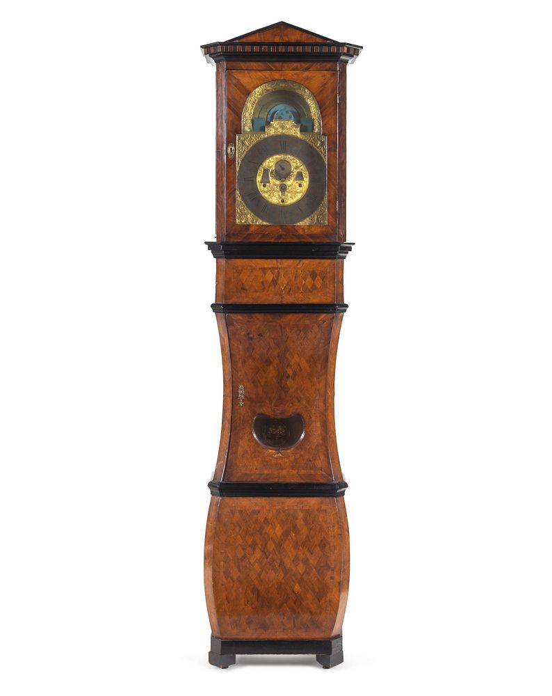 Appraisal: A German Parcel Ebonized Parquetry Case Clock A German Parcel