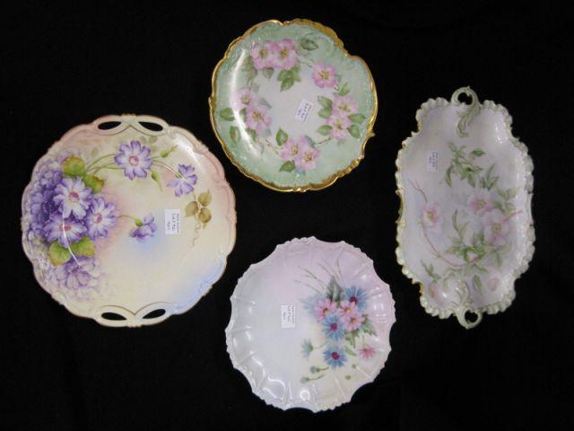 Appraisal: pcs Handpainted China plates cake plate and dresser tray excellent