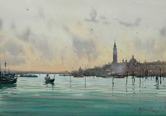 Appraisal: Joseph Zbukvic born The Lagoon in Venice watercolour signed 'J