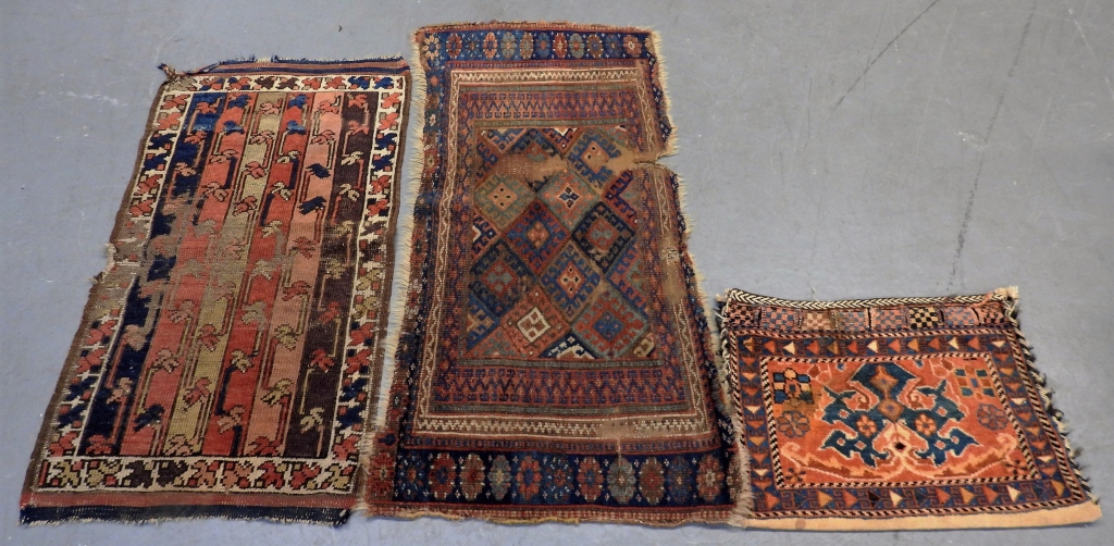 Appraisal: PC BAG FACE RUGS Middle East th CenturyIncludes a brown