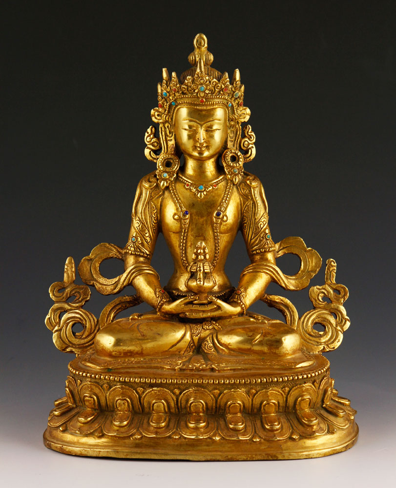 Appraisal: - Gilt Bronze Buddha Figure of Buddha gilt bronze seated