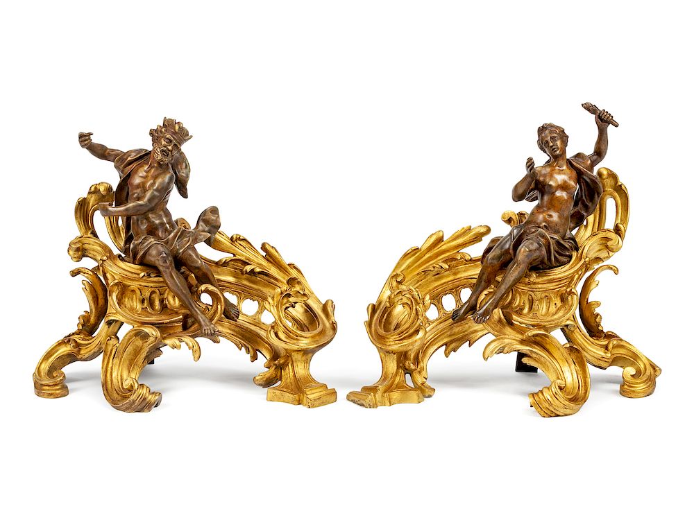 Appraisal: A Pair of Louis XV Style Gilt and Patinated Bronze