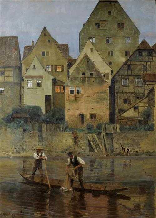 Appraisal: R CHLING CARL Saarbr cken - Berlin Town view with