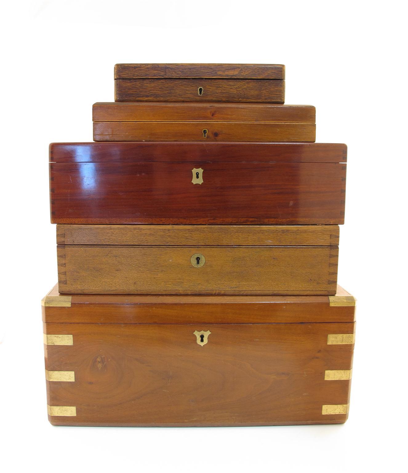 Appraisal: Five wooden flatware boxes