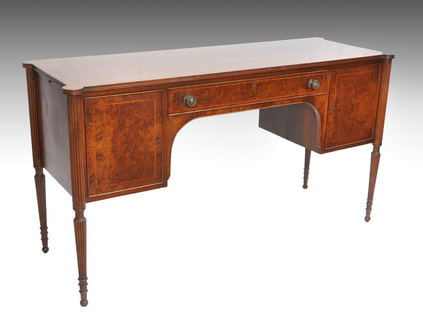 Appraisal: INLAID FEDERAL STYLE SIDEBOARD Centennial banded sideboard having central drawer