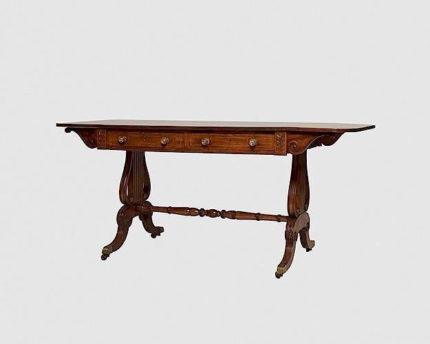 Appraisal: Regency Carved Mahogany Sofa Table Regency Carved Mahogany Sofa Table