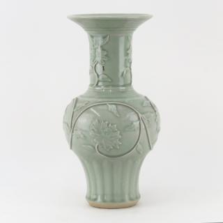 Appraisal: Chinese Ming Style Lung Quan Ware Vase Raised floral Motif