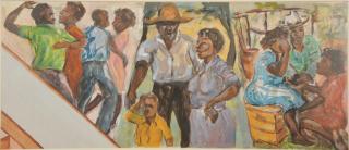 Appraisal: Rex Goreleigh - watercolor Migrant Series - Mural Design side