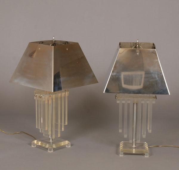 Appraisal: Pair modern lucite radiator table lamps constructed of graduated panels