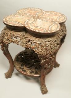 Appraisal: Heavy Carved Asian Chinese Marble Top Side Table Top with