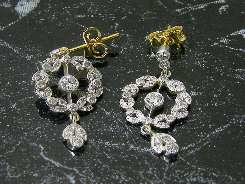 Appraisal: Pair of attractive ct yellow and white gold diamond drop