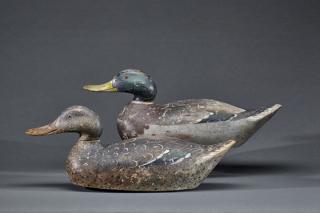 Appraisal: Premier-Grade Mallard PairMason Decoy Factory - Detroit MI c The