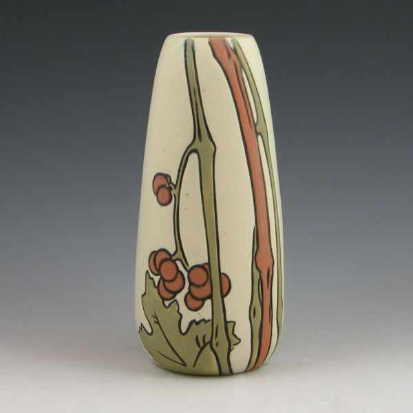 Appraisal: Weller Etched Matte vase with grapevine decoration on an ivory