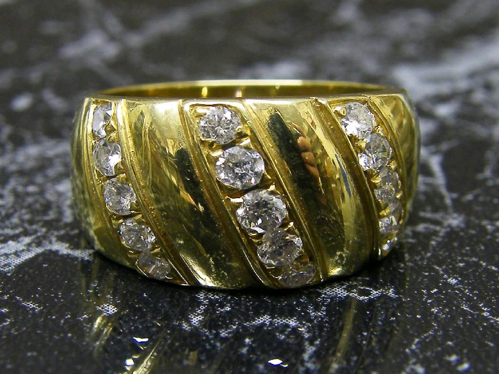 Appraisal: ct diamond set band ring set with three rows each