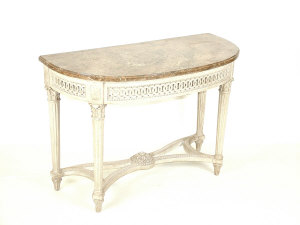 Appraisal: A painted console table th century the faux marble top