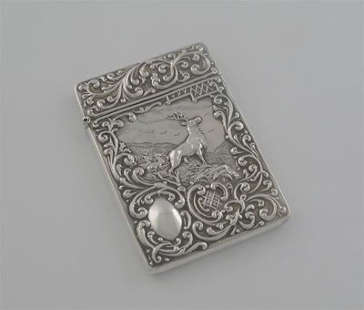 Appraisal: An Edwardian oblong card case embossed on one side with