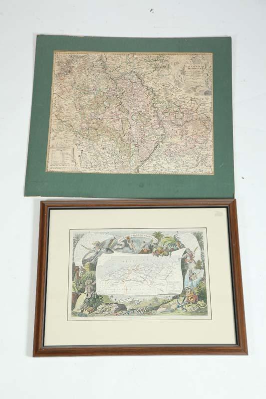 Appraisal: TWO MAPS Handcolored map of Germany by Johann Baptiste Homann