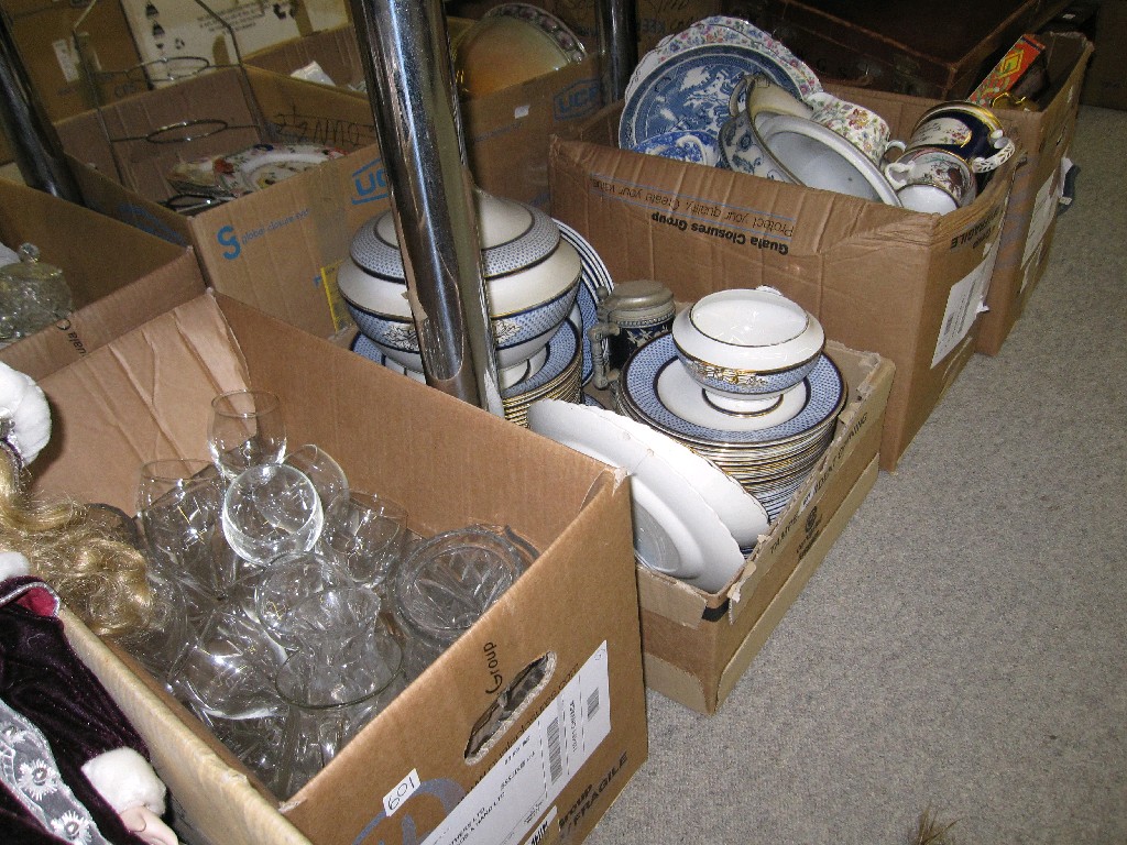 Appraisal: Lot comprising four boxes of assorted ceramics and glassware to