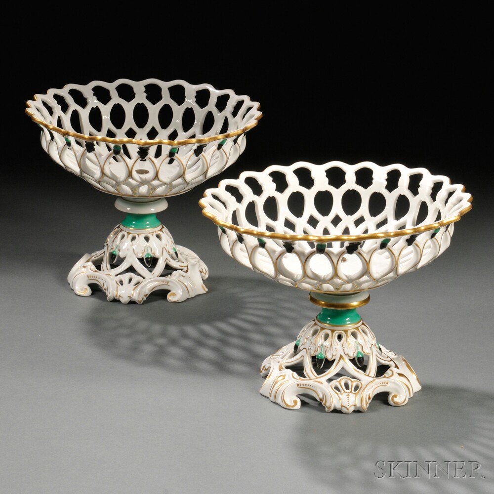 Appraisal: Pair of Paris Porcelain Gilt and Enamel-decorated Fruit Baskets th