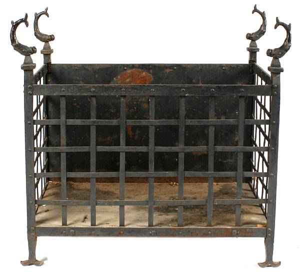 Appraisal: A Continental Baroque style wrought iron wood bin height in