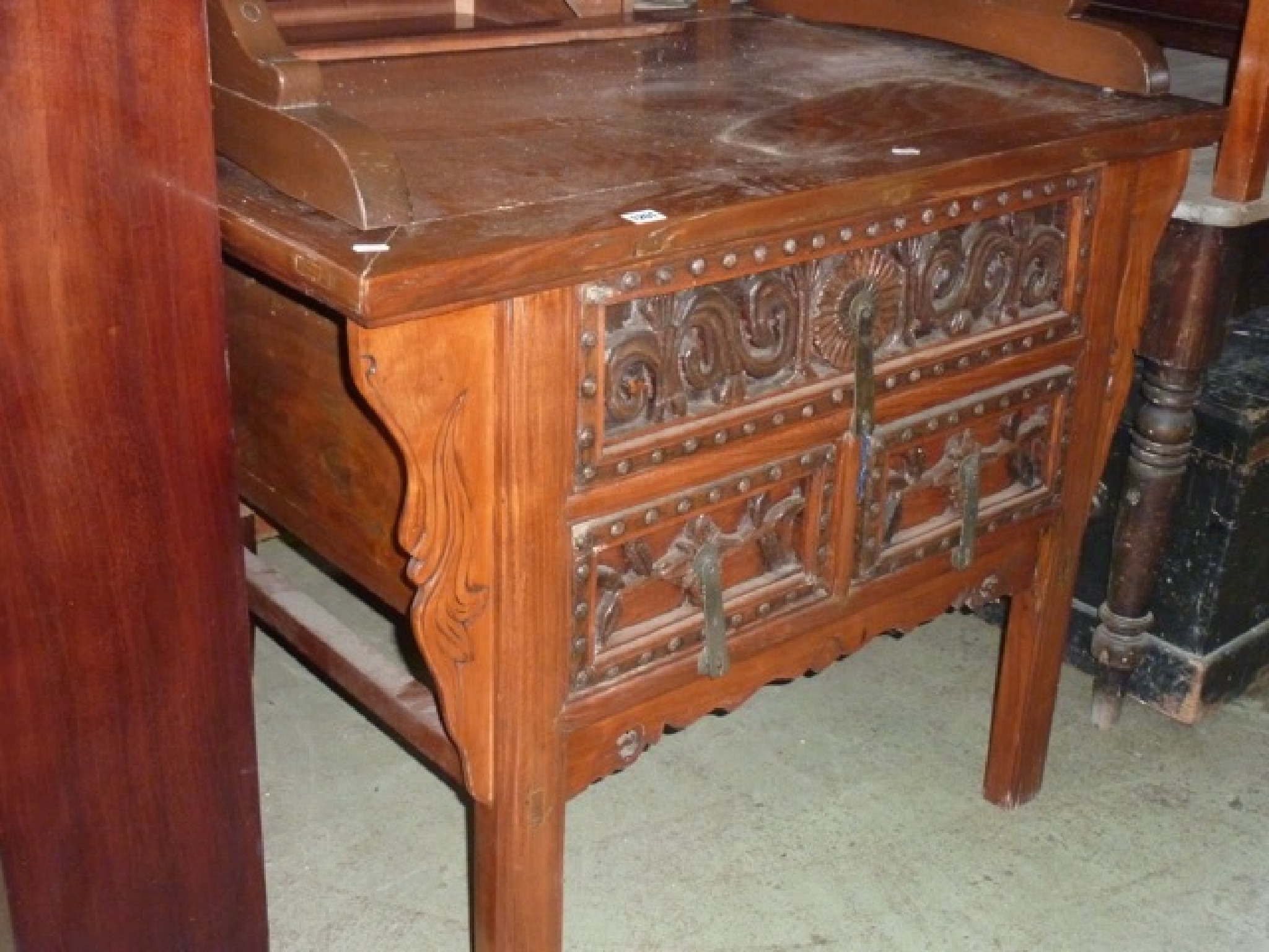 Appraisal: A substantial Chinese side table partially in elm the front