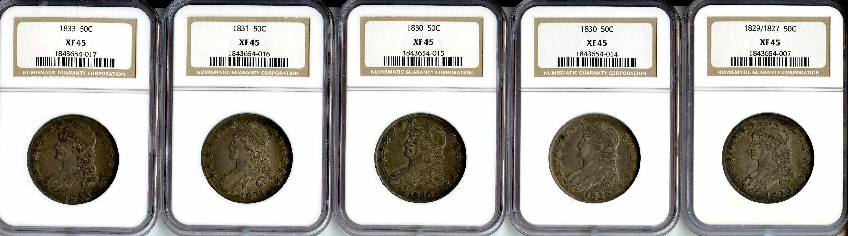 Appraisal: Bust Half Dollars Including XF NGC XF NGC XF NGC