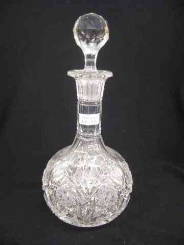 Appraisal: Brilliant Period Cut Glass Decanter starburst crosshatching '' excellent