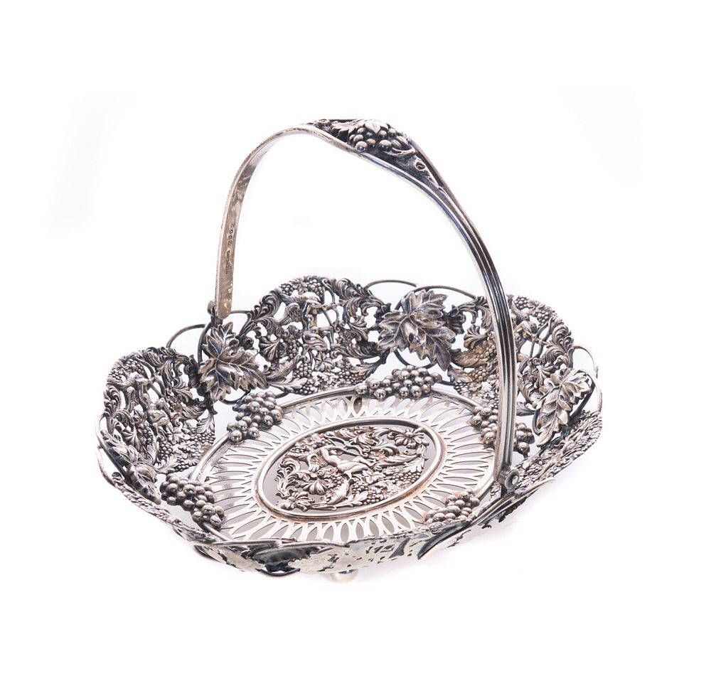 Appraisal: Theodore B Starr Sterling Silver Cupid Basket Theodore B Starr