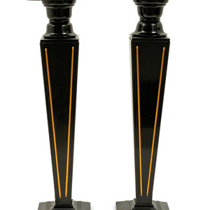 Appraisal: A Pair of Wood and Marble Pedestals American th Century