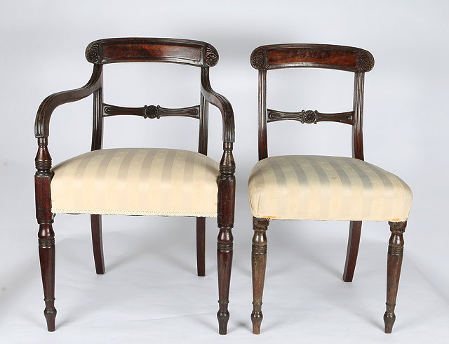 Appraisal: A SET OF EIGHT LATE GEORGE III MAHOGANY DINING CHAIRS