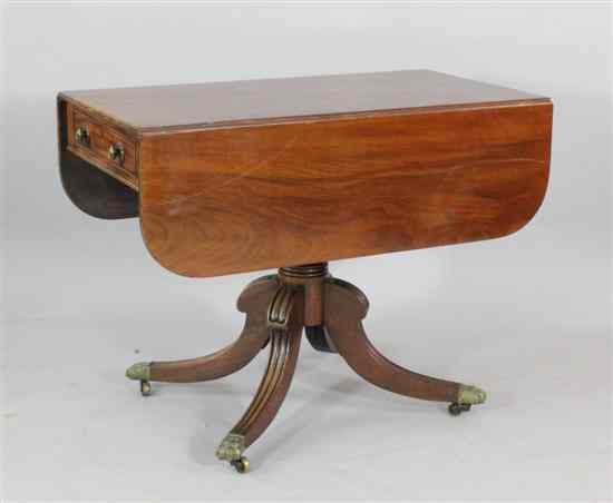 Appraisal: A Regency mahogany Pembroke table with reeded downswept legs ft