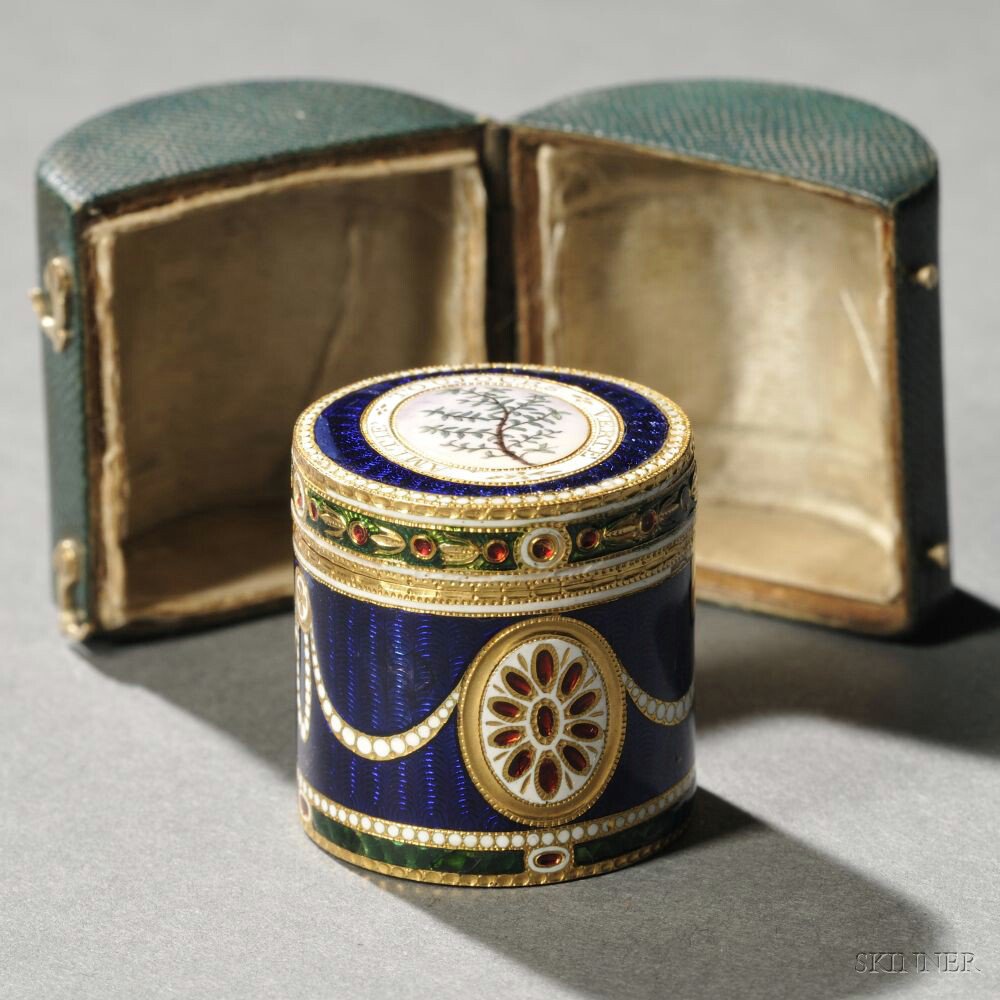 Appraisal: Continental Enameled kt Gold Box probably late th early th